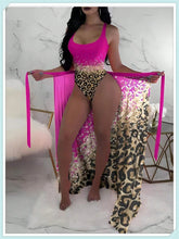 Load image into Gallery viewer, Pool Party Ready 2 Piece Cheetah Print Bodysuit With Beach Skirt
