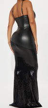 Load image into Gallery viewer, Icy Black Faux Leather Maxi Dress

