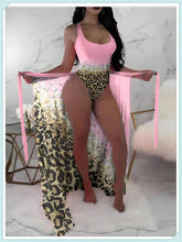 Load image into Gallery viewer, Pool Party Ready 2 Piece Cheetah Print Bodysuit With Beach Skirt
