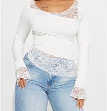 Load image into Gallery viewer, Plus Size Women's White Lace Top
